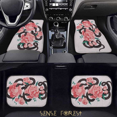 Boho Pink Floral Snake Personalized Car Mat Witchy Cute Car Etsy