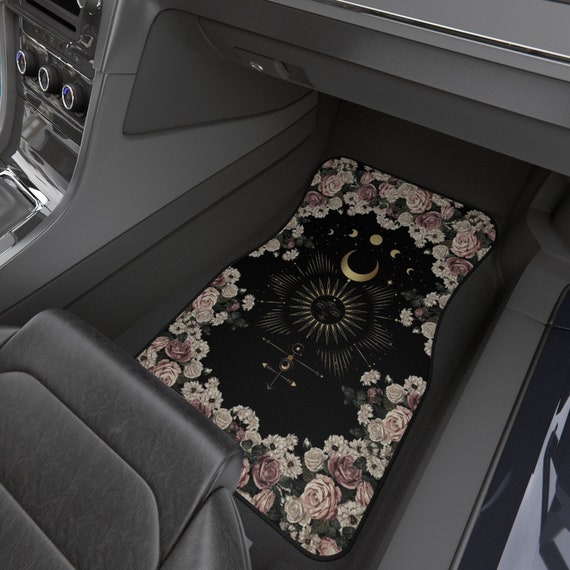 Hellrosa Mondphase Auto Fußmatten Set, Dark Cottagecore süße Hexe Auto  Innendekor Zubehör, Auto Fußmatten für Frauen - .de