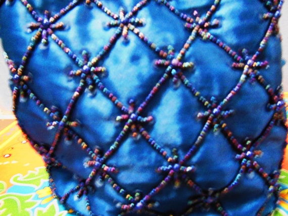 Midnight Blue Beaded Evening Tote - image 2