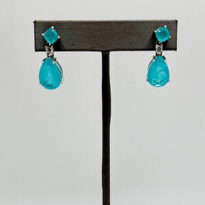 Blue Sapphire Dangle Stud Earrings – Sterling Silver