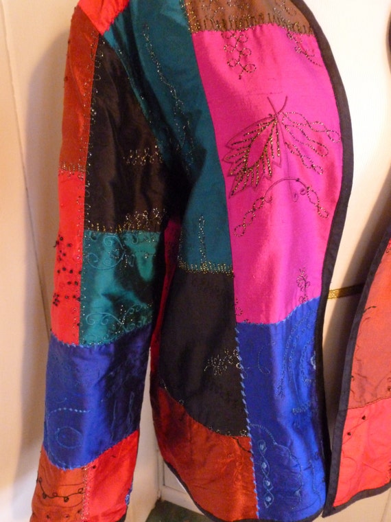 Chico's 90's Silk Embroidered Patchwork Jacket - image 2