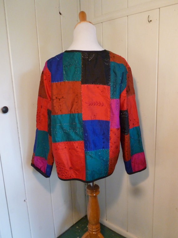 Chico's 90's Silk Embroidered Patchwork Jacket - image 3