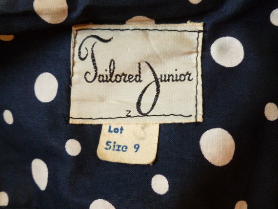 1950's Navy Blue Polka Dot Vintage Dress by Tailo… - image 4