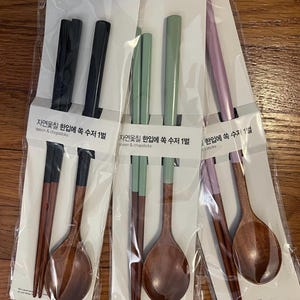 Korean wooden spoons and chopsticks set