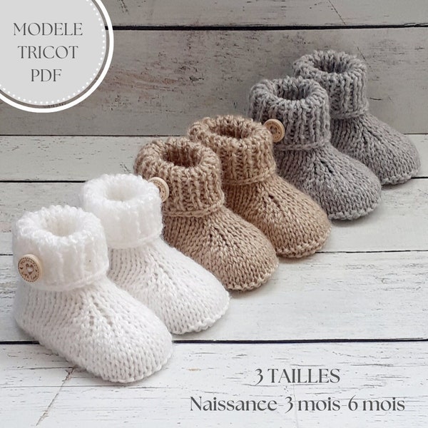 Handmade wool baby slippers knitting tutorial - French/English instructions - Instant PDF download