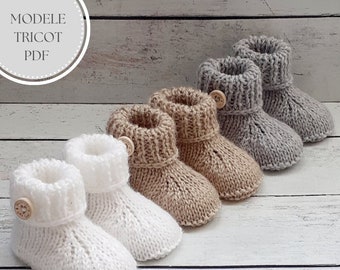 Tutoriel de tricot de chaussons bébé en laine faits à la main - Instructions Français/Anglais - Téléchargement immédiat PDF