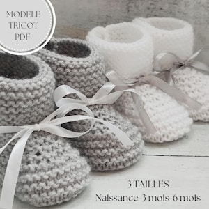 Scarpine per neonati in lana fatte a mano - Modello per lavorare a maglia - Istruzioni in francese/inglese - Download immediato del PDF
