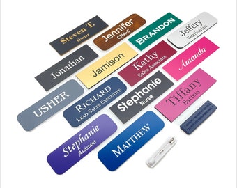 Personalized Premium Name Badge Staff ID Tag With Pin or Magnet | 1" x 3" | Engraved (21 Colors) Custom Engraved Name Tag | Buy 3 get 1 FREE