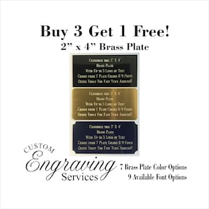 2" x 4" Custom Brass Plate with up to 5 lines of Engraving Memorial Trophy Fantasy  (Free Shipping) (**Buy 3 get 1 FREE!!**)