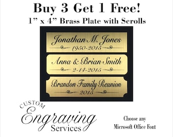 1x4 Custom Engraved Sublimation Brass Plate Picture Plaque Name Tag Trophy Memorial Plate (**Buy 3 get 1 Free!!**)