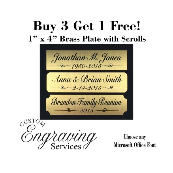 1x4 Custom Engraved Sublimation Brass Plate Picture Plaque Name Tag Trophy Memorial Plate (**Buy 3 get 1 Free!!**)