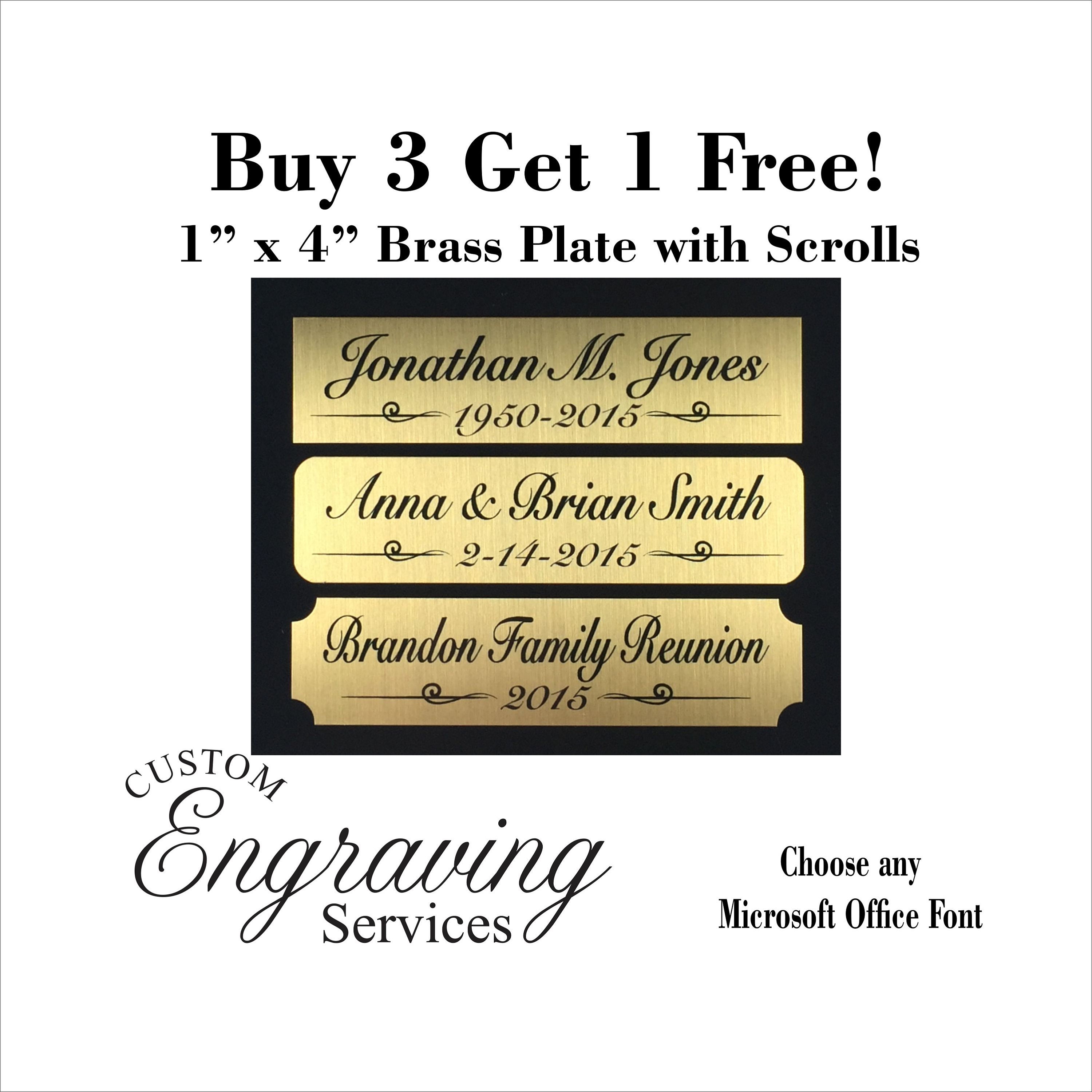 1x4 Custom Engraved Sublimation Brass Plate Picture Plaque Name Tag Trophy Memorial Plate (**Buy 3 get 1 Free