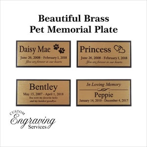 PET MEMORIAL PLATE - Beautiful Two Tone With Personalized Solid Brass Plate - 2&quot;x4&quot; | 3&quot;x5&quot; | 5&quot;x7&quot;