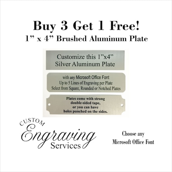 1x4 Custom Engraved Sublimation Aluminum Plate Picture Plaque Name Tag  Trophy Memorial Plate (**Buy 3 get 1 Free!!**)