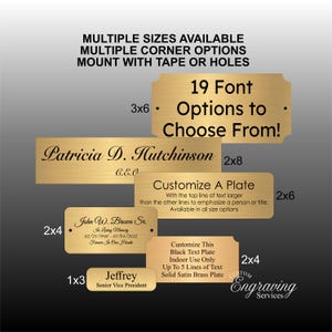 Placa de latón macizo / Trofeo / Texto negro personalizado / Múltiples tamaños y fuentes / Conmemorativo / Deportes de fantasía / Etiqueta de regalo de Navidad personalizada