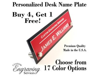 Personalized Desk Plate - Executive Custom Engraved HIGH QUALITY Two Tone with Acrylic Back Plate (NO holder necessary) Plaque, Office Sign