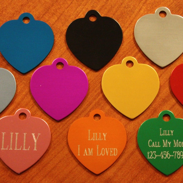 PET Suppoies Quality Custom Engraved HEART Tag Pet ID Identification With Free Shipping.  Dog, Cat.  (**Buy 3 Get 1 free!!**)