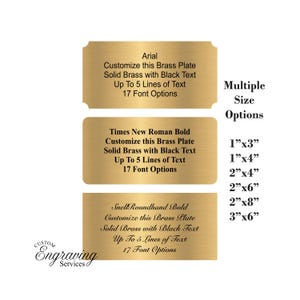 Personalized BRASS Plate | Customized Plaque | Black Text | Adhesive Backs | Multiple Sizes/Fonts |  Trophy Plate | Fantasy Football | Award