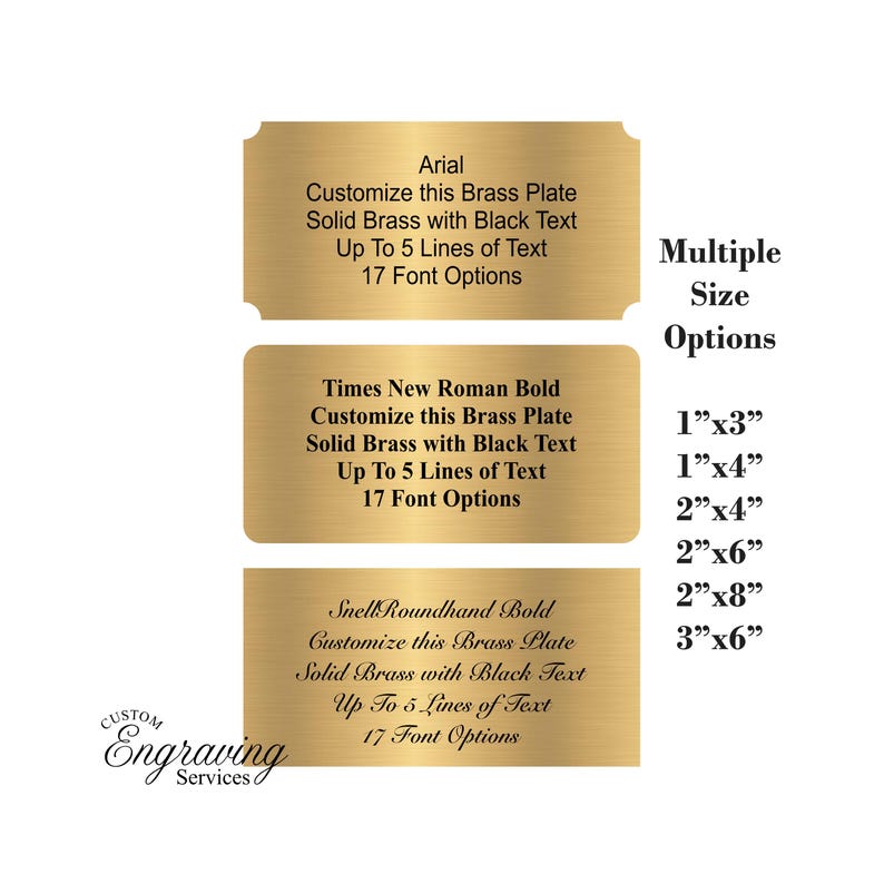 Solid BRASS Plate | Trophy | Customized Black Text | Multiple Sizes & Fonts | Memorial | Fantasy Sports | Personalized Christmas Gift Tag image 5