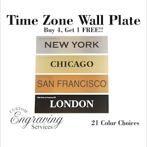 Weltzeituhr Schilder 2 "by 8 "/ Gravierte Zeitzone Wand Reisende Schilder - Geschäft oder Home Office Geschenk - 21 Farboptionen