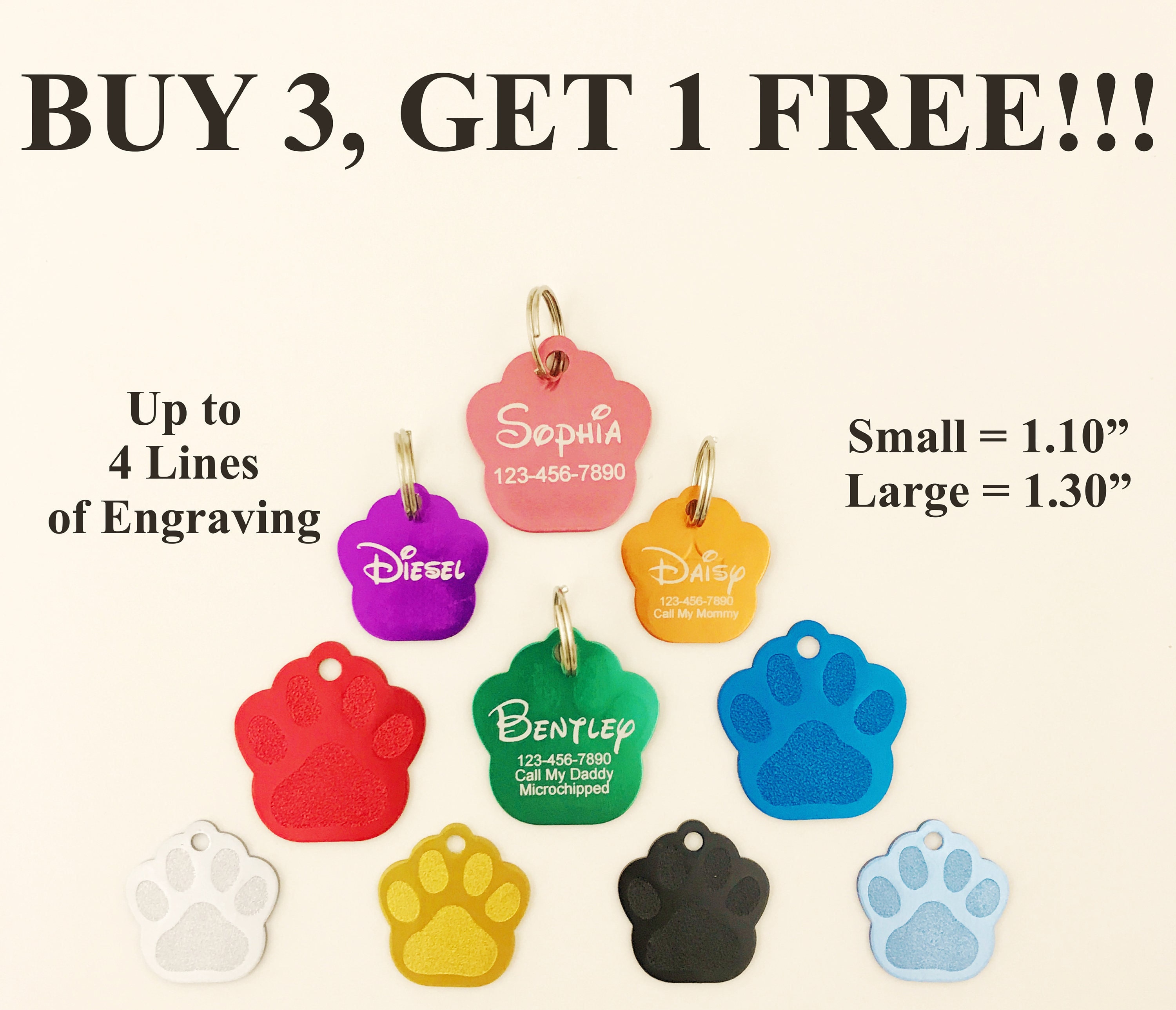 Custom Engraved Paw Print Pet Dog Cat Id Name Animal Etsy Custom Engraved Paw Print Pet Dog Cat Id Name Animal Etsy