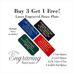 Custom Engraved Personalized Plate - 2&quot; x 4&quot;, 2&quot; x 6&quot;, 2&quot; x 8&quot;, 3&quot; x 6&quot;  High Quality Product - Made In The USA - BUY 3 get 1 FREE
