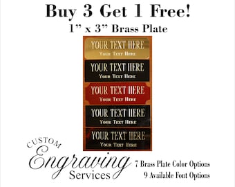 1&quot; x 3&quot; Custom Engraved Solid Brass Plate for Trophies, Flag Box or any Personalized Project (**Buy 3 get 1 Free!!**)