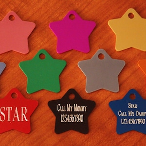 PET Supplies Quality Custom Engraved STAR Tag Pet ID Identification With Free Shipping.  Dog, Cat.  (**Buy 3 Get 1 free!!**)