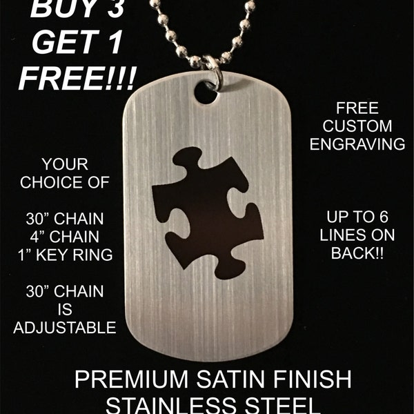 Medical Alert Stainless Steel Autism Custom Engraved Medic ID Military Dog Tag Emergency (**Buy 3 get 1 Free!!**)