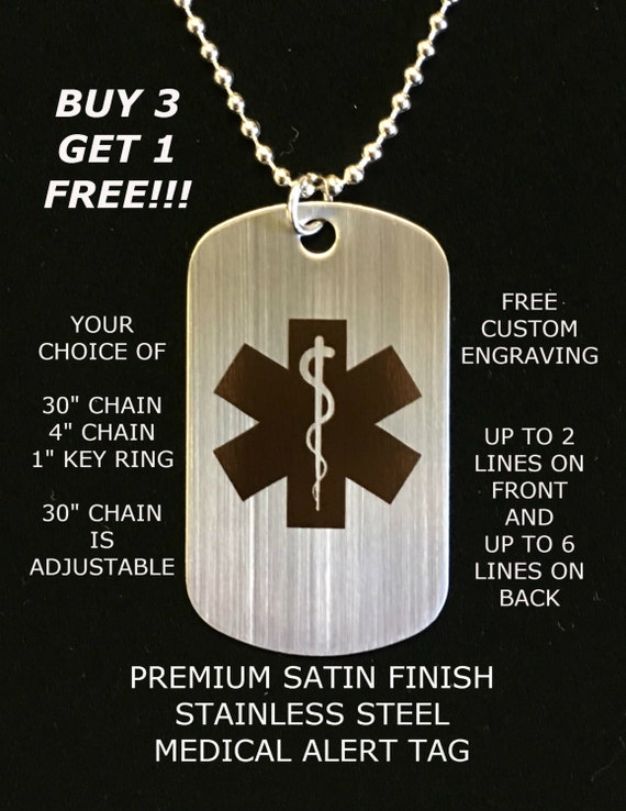 Medical Alert Stainless Steel Custom Engraved Medic ID Etsy