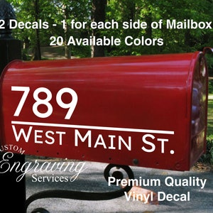 Custom Personalized Vinyl Mailbox Decal #19 - Set of 2 - 20 Colors To Choose From!  Available in REFLECTIVE WHITE.