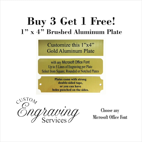 1x4 Custom Engraved Black Brass Plate Picture Plaque Name Tag Trophy Flag Pet