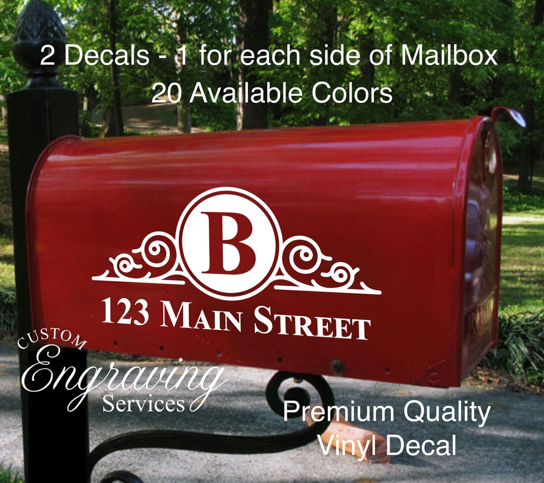 Custom Personalized Vinyl Mailbox Decal #23 - Set Of 2 - 20 Colors To