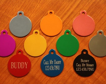 PET Supplies Quality Custom Engraved CIRCLE Tag Pet ID Identification With Free Shipping.  Dog, Cat.  (**Buy 3 Get 1 free!!**)