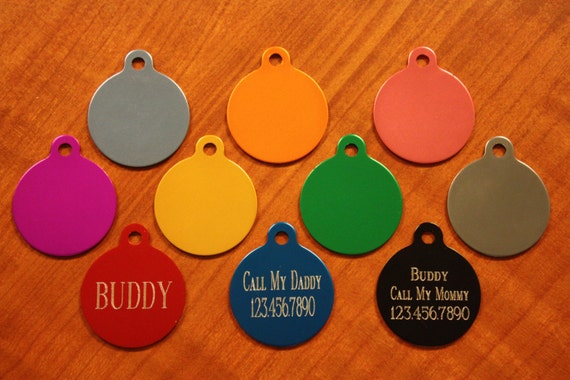 PET Supplies Quality Custom Engraved CIRCLE Tag Pet ID Identification With Free Shipping.  Dog, Cat.  (**Buy 3 Get 1 free!!**)