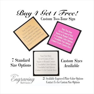 Custom Wall Sign Office Sign Desk Sign Information Sign Executive - Two Tone Sign With Acrylic Back - No Holder Necessary - 21 Color Options