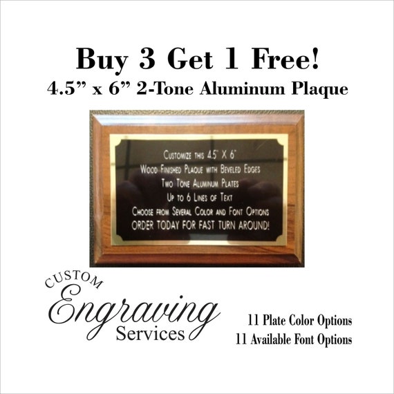 Free Shipping!!! Buy 3, Get 1 Free 4.5x6 Recognition Award Plaque Trophy with 2 Tone ALUMINUM Engraved Plates