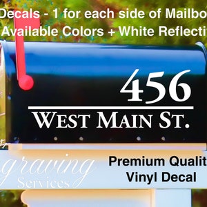 Custom Personalized Vinyl Mailbox Decal #18 - Set of 2 - 20 Colors To Choose From!  Available in REFLECTIVE WHITE.