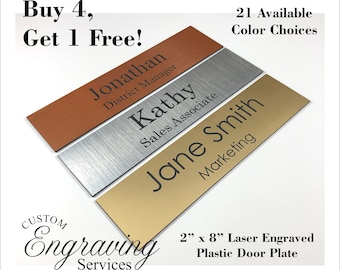 Name Plate for Office Desk or Office Door Wall Sign Custom Engraved and Personalized.  High Quality Product and Service.  BUY 4 get 1 FREE!!