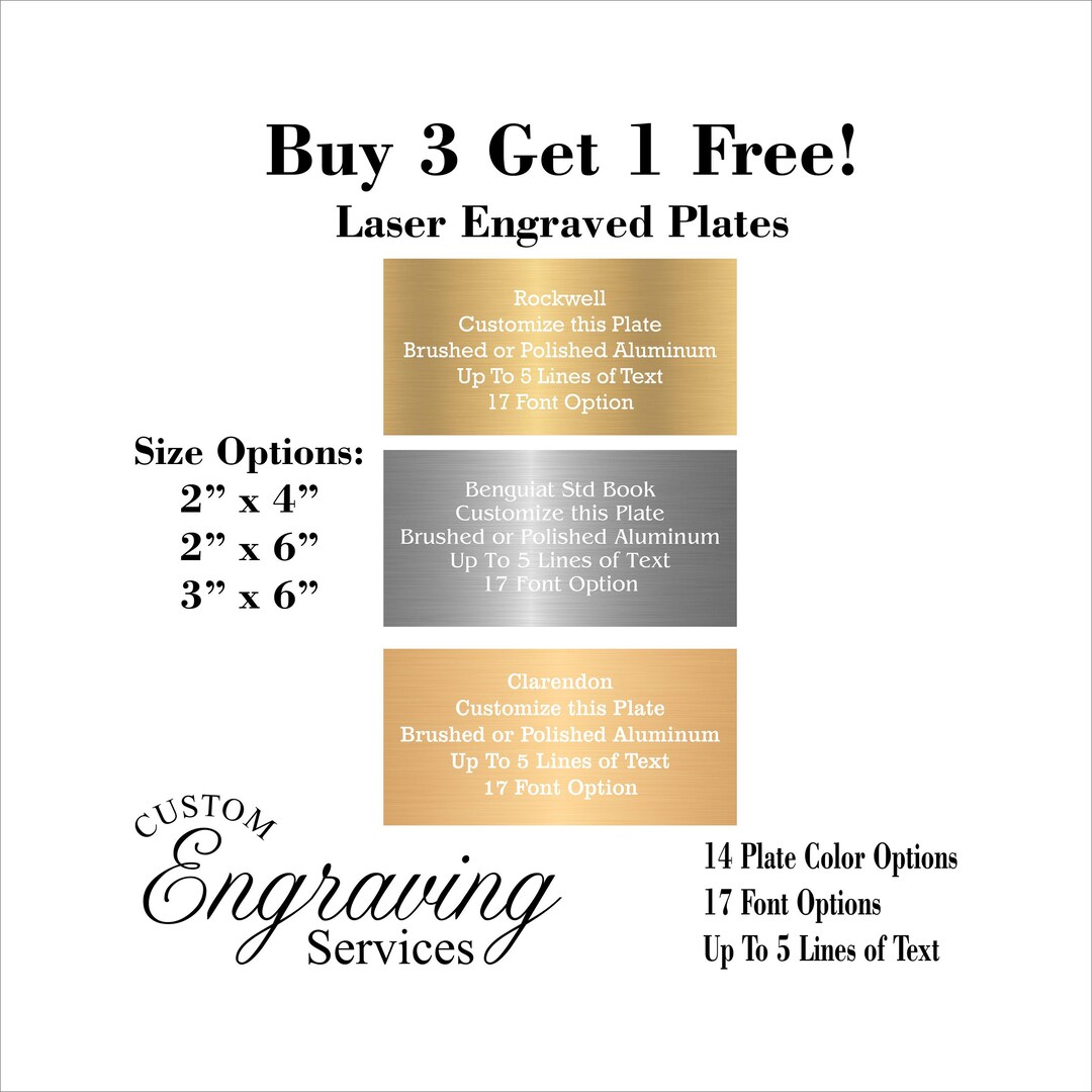 thumbnail image 2 of Custom Laser Engraved Brass Color Name Plate - 2x6 Inch Rectangle Plaque For Gift, Art, Label 2 of 4