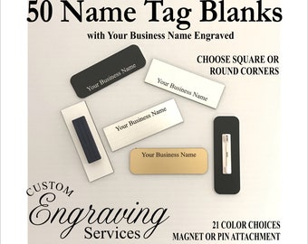 50 Blank, Name Pin, Tag, Badge, With Magnet or Pin Attachments, Choice Of 21 Colors, 1" x 3" , Free Shipping!!