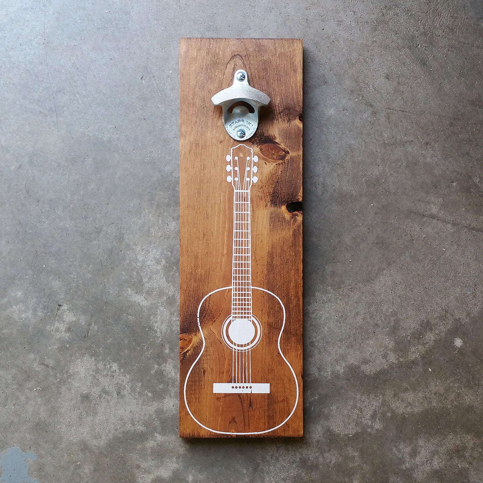 Wood Wall Mount Beer Bottle Opener Acoustic Guitar in White Etsy