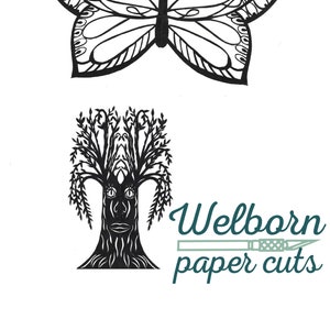 Two Beginner Papercutting Templates (Butterfly and Tree)