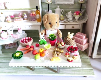 Lot de Miniatures diverses 1/12 ème pour sylvanians ou poupées,gâteaux,macarons, bonbons etc..