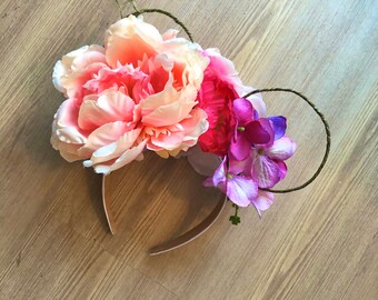Pink and Purple Floral Mouse Ears