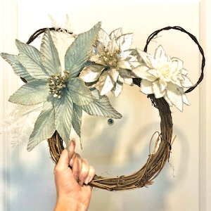 Blue Christmas Mouse Ear Wreath