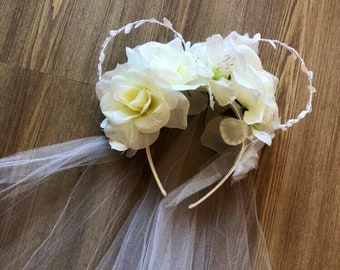 Bridal Mouse Ears with Tulle Veil