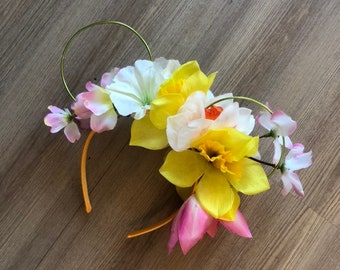 Spring Yellow and Pink Floral Mouse Ears