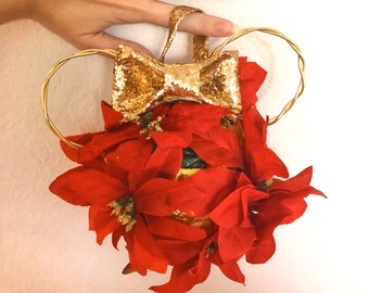 Red Poinsettia Mouse Ear Ornament