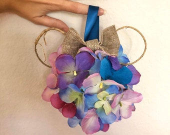 Blue and Purple Floral Mouse Ear Ornament